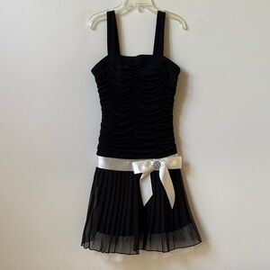 Chic Black Dress with White Sash and Center Jewel NWT Girls Size 7